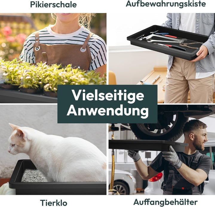 UDOPEA Profi Kunststoff Wanne flach (60 x 40 x 6,5 cm) - Pflanzschale, Wasserwanne ohne Bodenlöcher