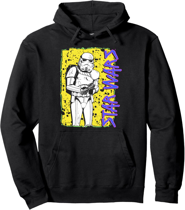 Star Wars Trooper Splatter Paint Neon Text Poster Pullover Hoodie