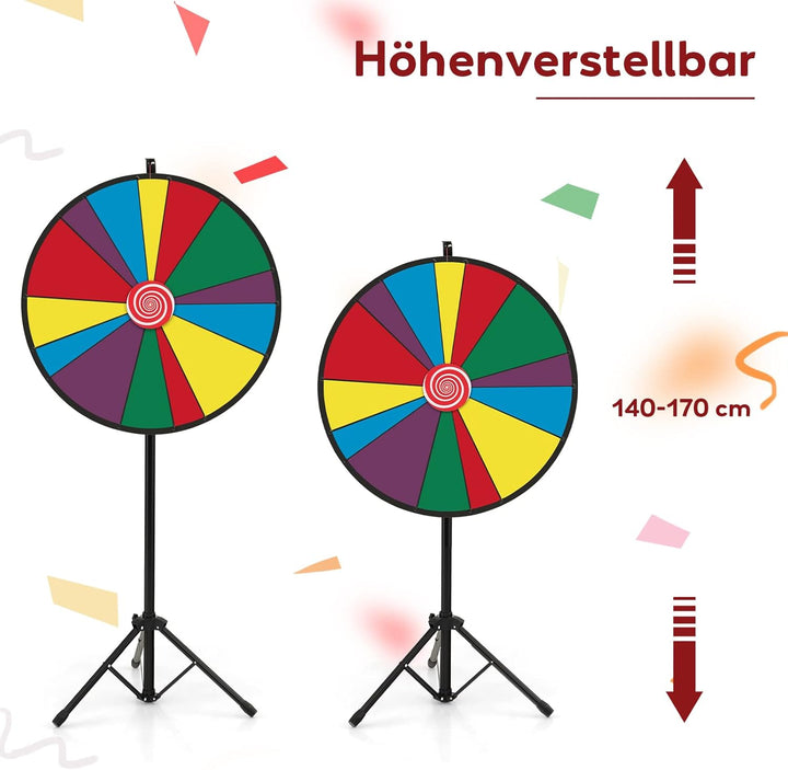 GOPLUS 30 Zoll Glücksrad mit höhenverstellbarem Metallboden, inkl. Radiergummi und Markierstift，Dreh