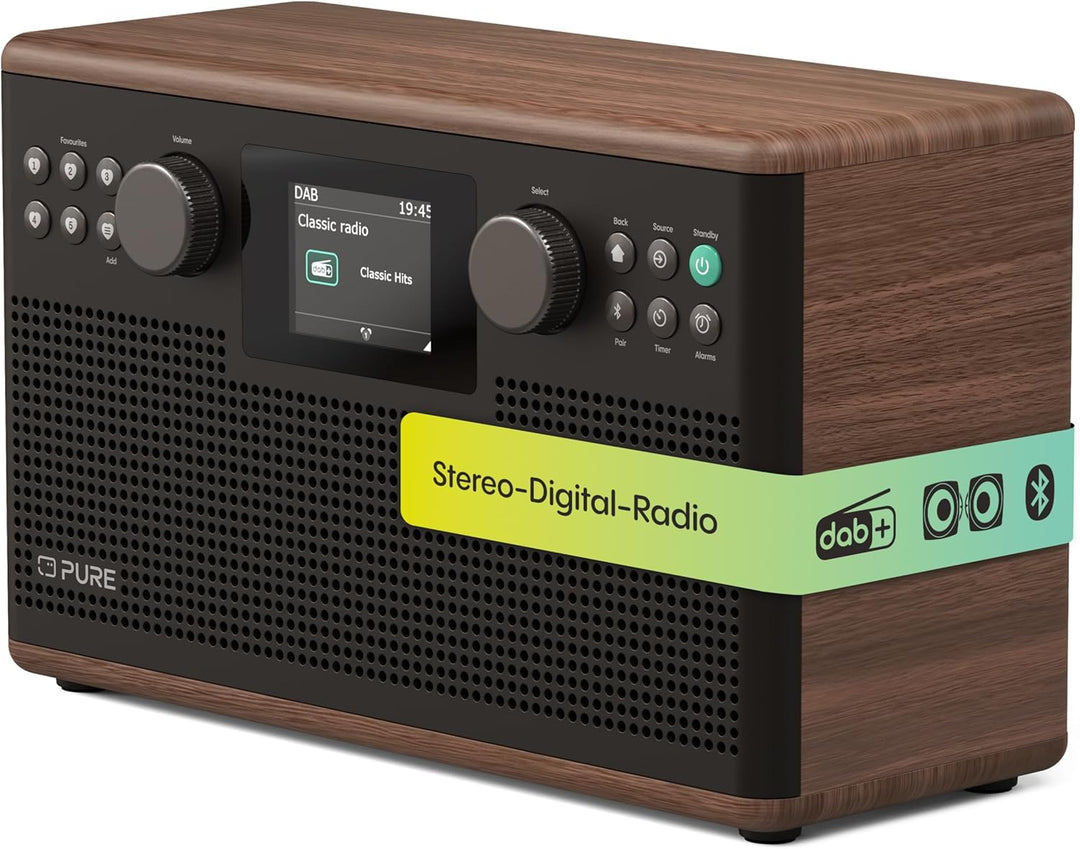 Pure Classic H6 Hi‑Fi Stereoanlage und Musikanlage mit DAB+ UKW Radio Bluetooth 5.3 USB‑A & AUX 2,4"