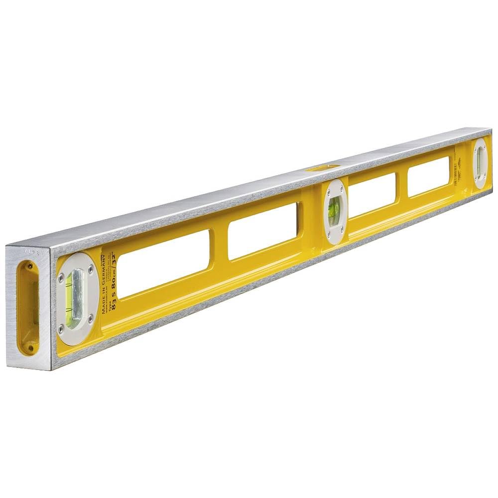 Stabila Wasserwaage Type 83 S, 80 cm, extrem robustes Alu-Druckgussprofil, 1 Horizontal-Libelle, 2 V