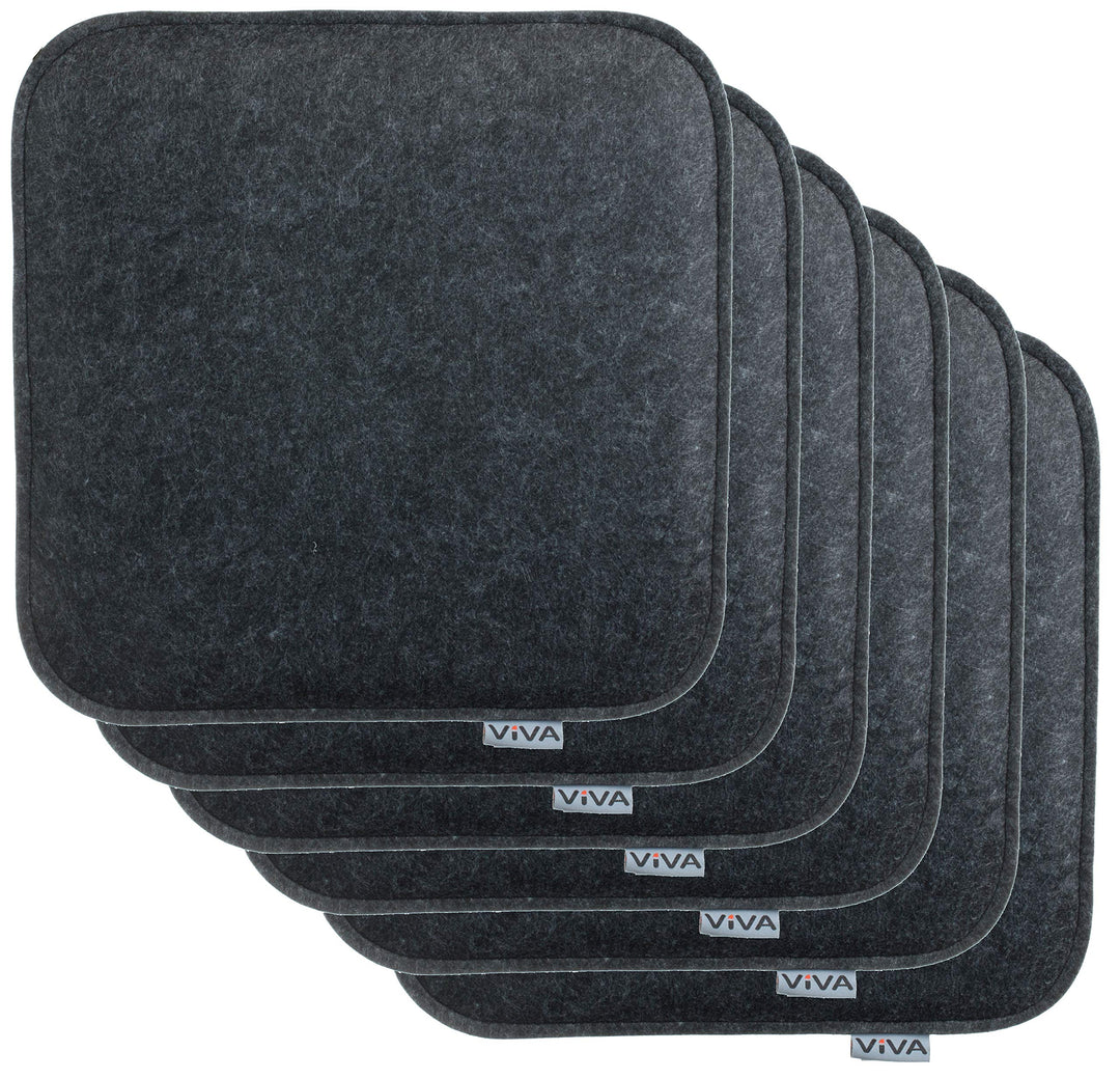 Brandsseller Sitzkissen Filz Eckig Stuhlkissen Sitzauflage Gepolstert - 35 x 35 x 2 cm - 6er Vorteil
