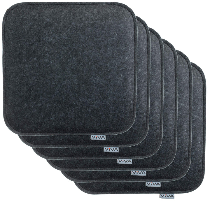 Brandsseller Sitzkissen Filz Eckig Stuhlkissen Sitzauflage Gepolstert - 35 x 35 x 2 cm - 6er Vorteil