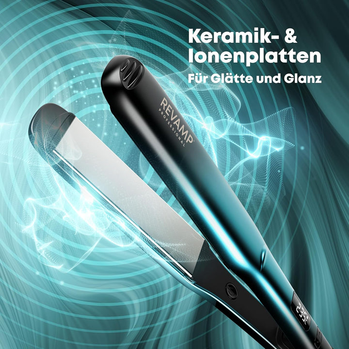 REVAMP Progloss Ultra X Shine Keramik-Glätteisen | Haarglätter mit breiten gefederten Keramik-Ionen-