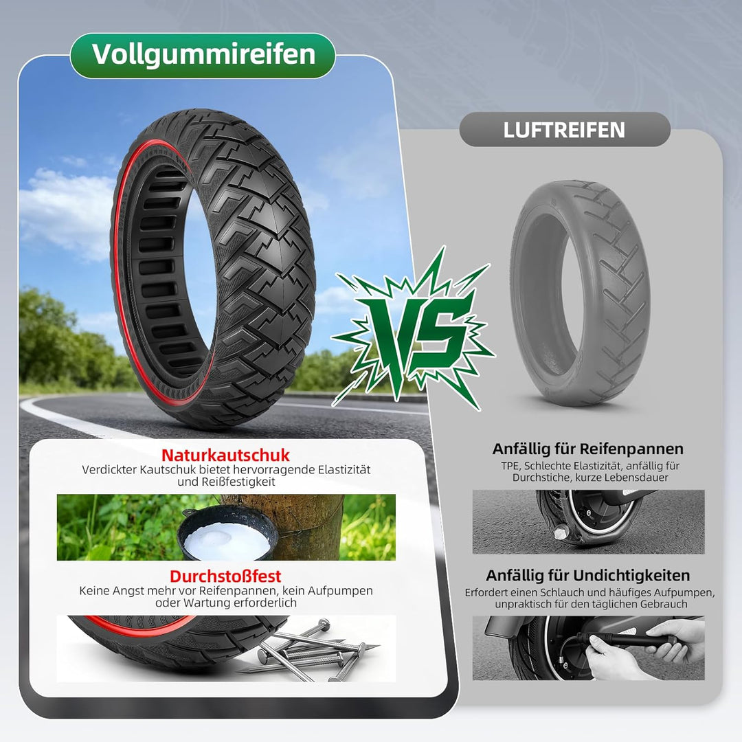 Prodrocam 60/65-6,9 Vollgummireifen für Ninebot Max G2 G2D G2E G65 F3 F3 Pro Roller 10 Zoll Hinterrä