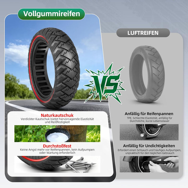 Prodrocam 60/65-6,9 Vollgummireifen für Ninebot Max G2 G2D G2E G65 F3 F3 Pro Roller 10 Zoll Hinterrä