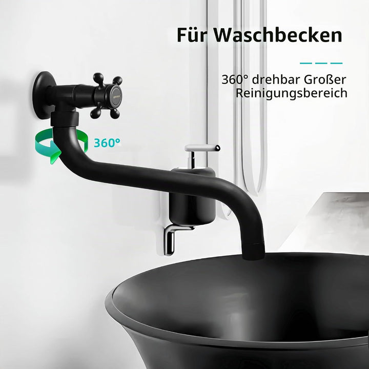 KOPYFANTAP Wasserhahn Wandmontage Kaltwasser, Messing Wand 360°Drehbar Waschtischarmatur, Single Kal