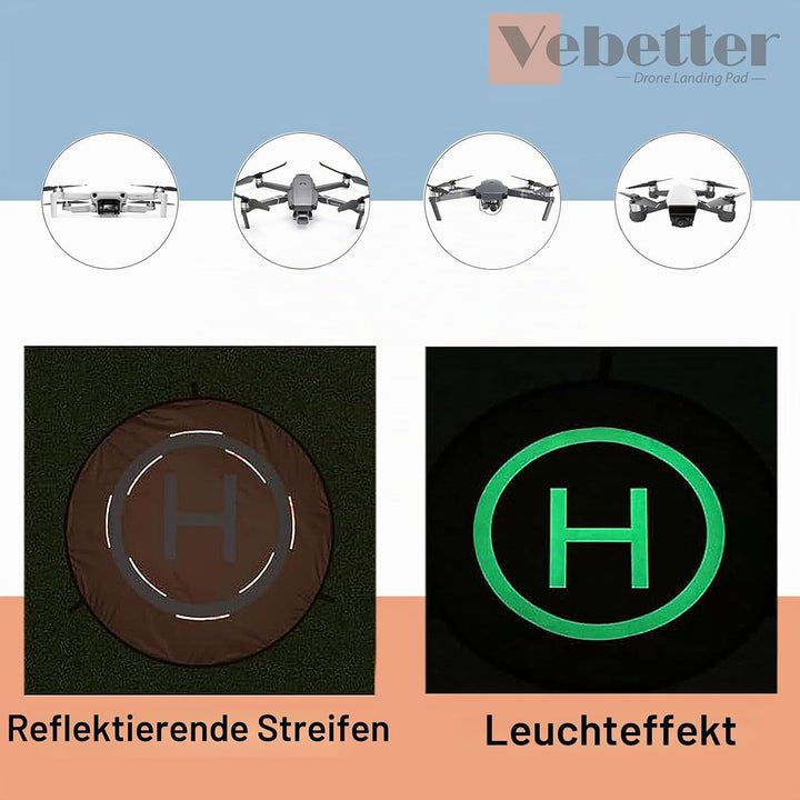 Drone Landing Pad, Tragbare Faltbare Landing Pads,Wasserdicht Doppelseitig Drohnen Landeplattform,Un