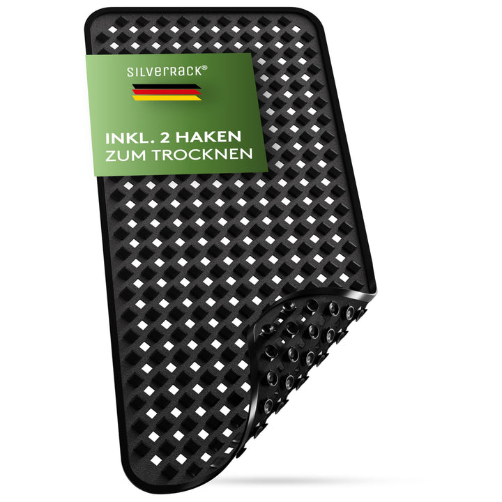 SilverRack Badewannenmatte 88x40 cm (Schwarz RAUTEN) - Antirutschmatte Badewanne BPA frei für Kinder