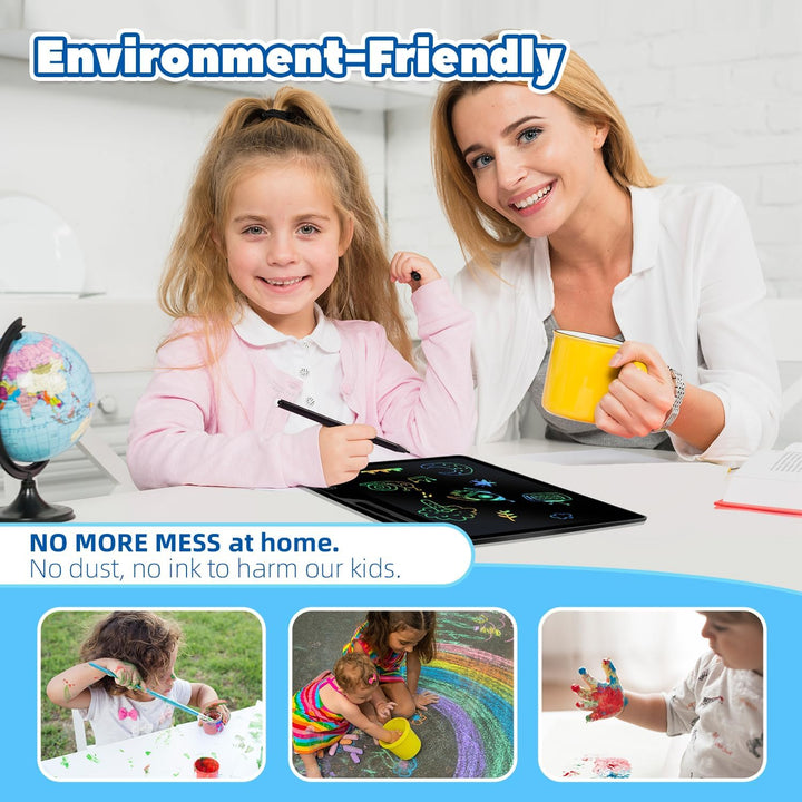 Kinayue LCD Schreibtafel Kinder Wiederaufladbare 13 Zoll Maltafel Zaubertafel Blau,Umweltfreundlich