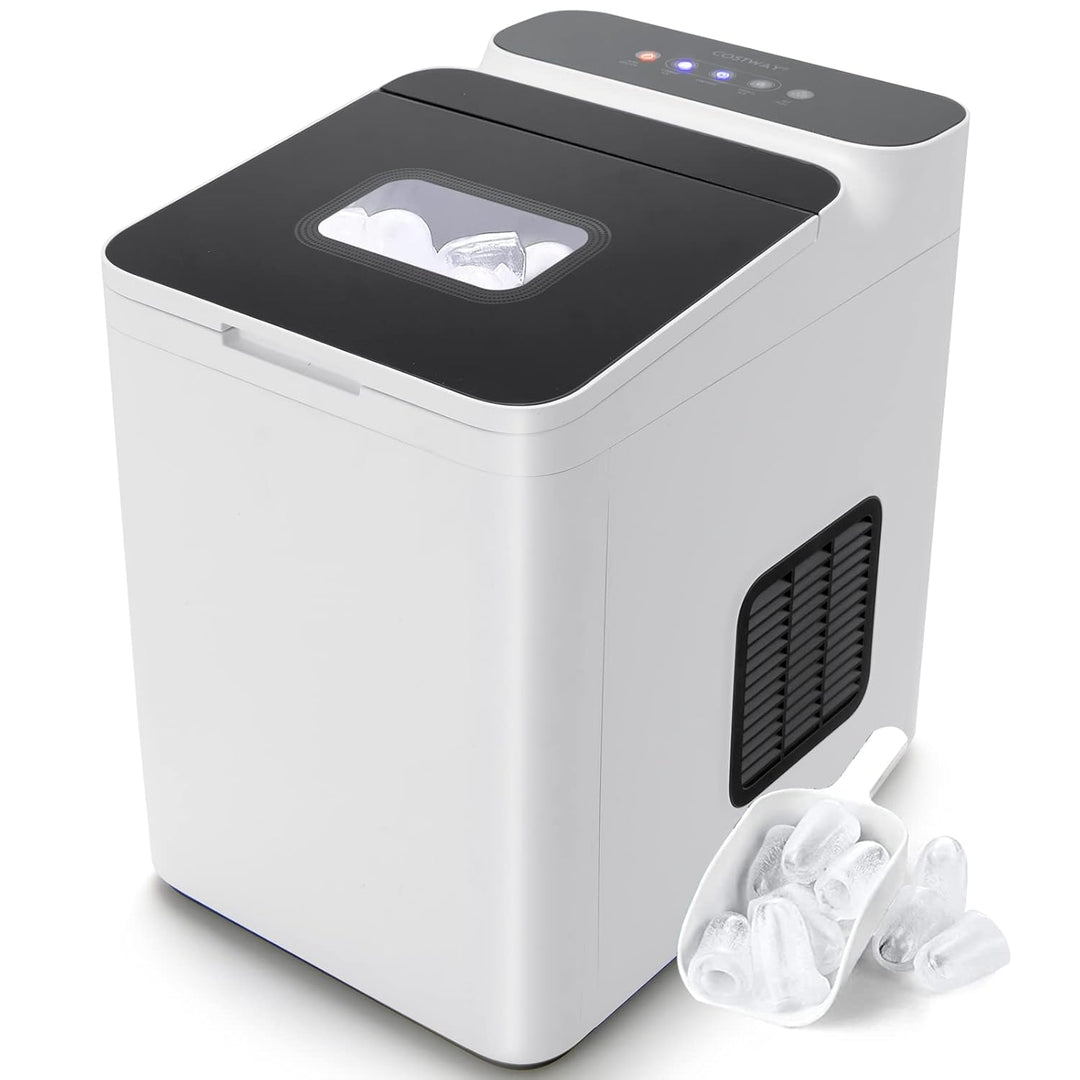 COSTWAY Eiswürfelmaschine Edelstahl Klein | Ice Cube Maker | 12 Kg 24 H | Zubereitung in 6 Min | 1,5