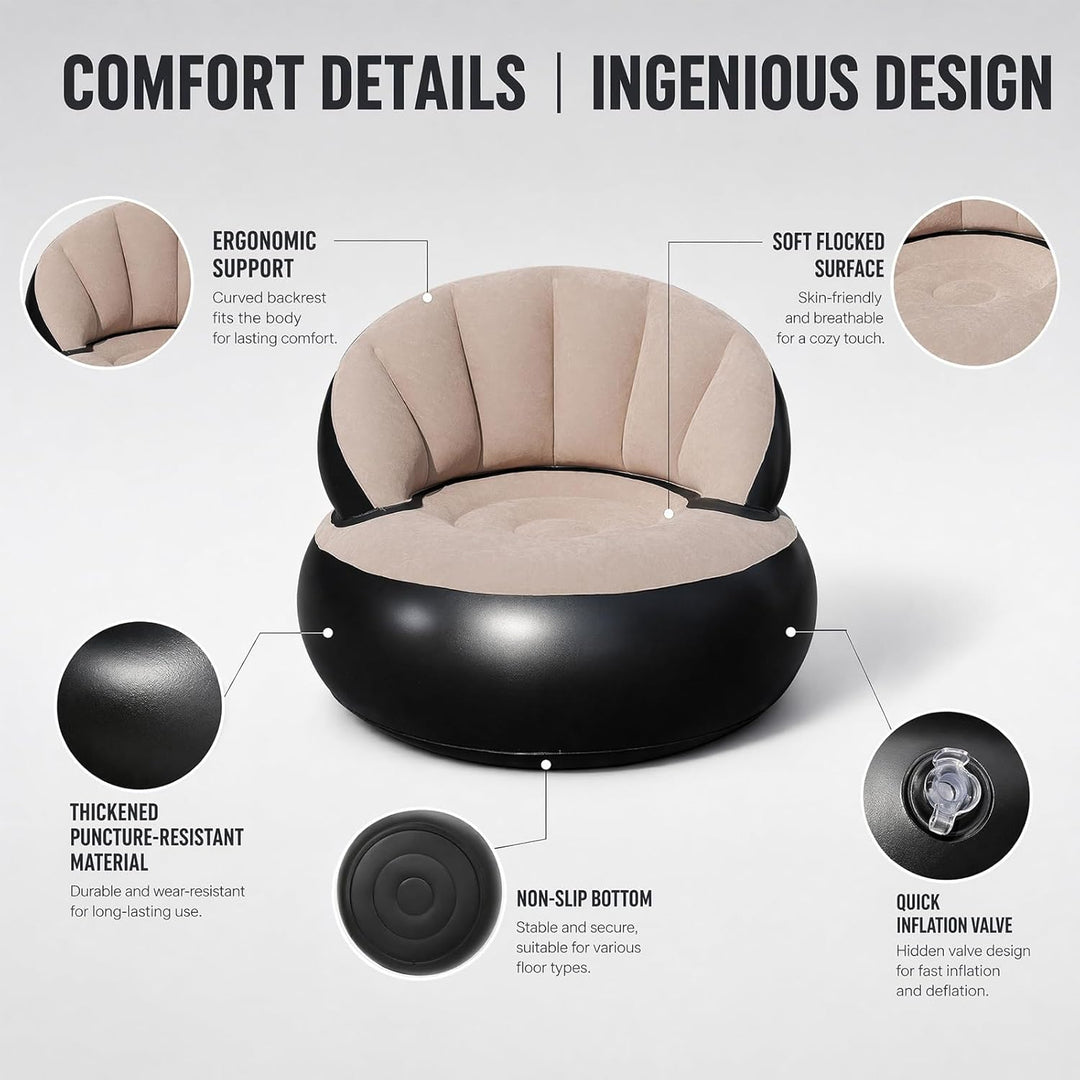 Yuragim Aufblasbares Sofa, Aufblasbares Luftsofa mit Luftpumpe, 77x58 cm | Aufblasbarer Sessel wasse