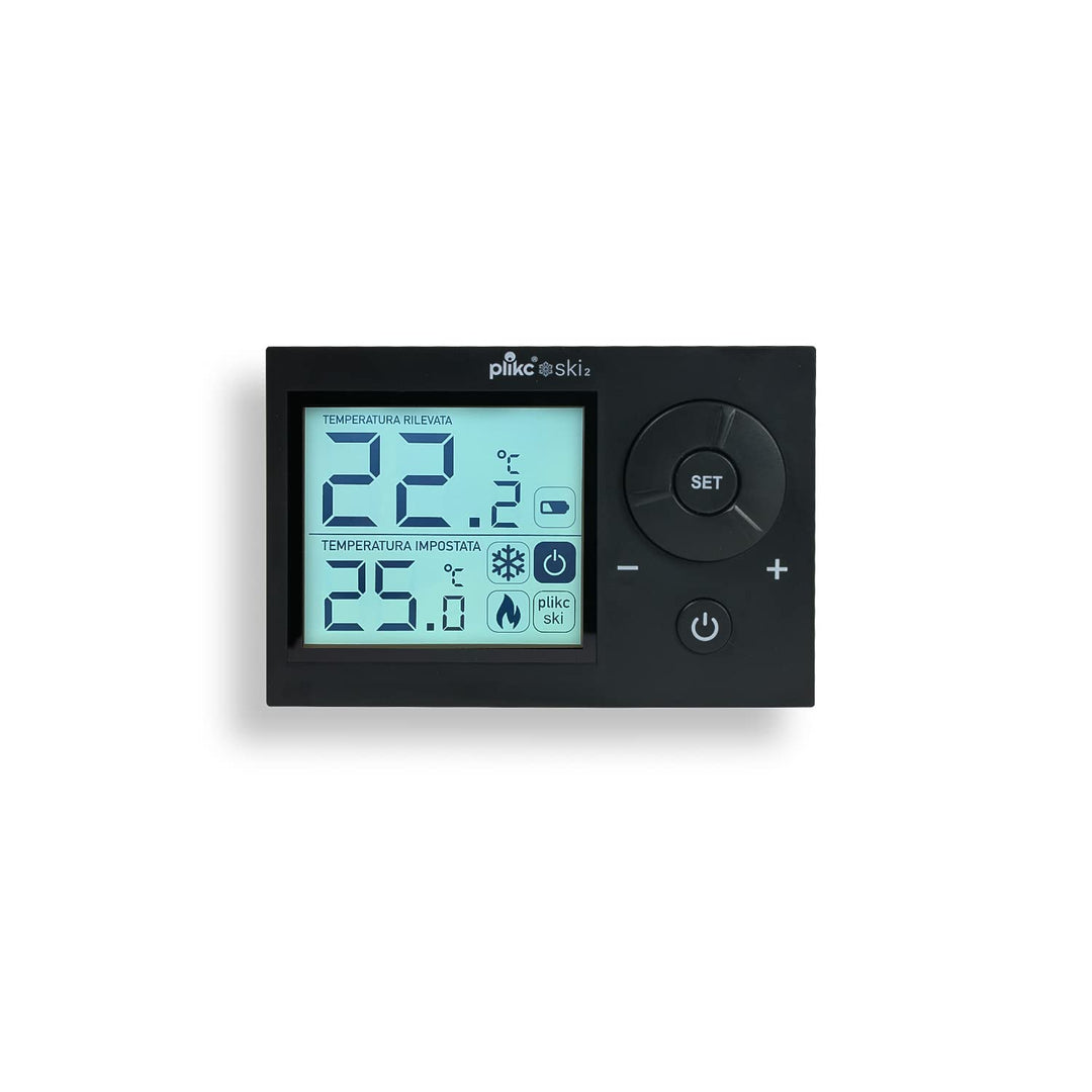 Plikc Ski 2 – Digitales Raumthermostat (schwarz) Farbe: Schwarz, Farbe: Schwarz