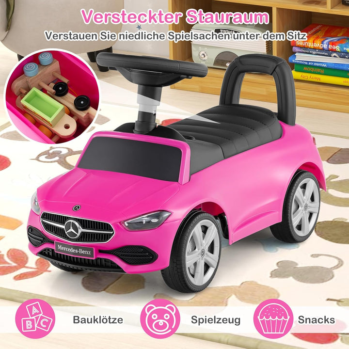 DREAMADE Kinder Rutschauto, Mercedes-Benz Lizenziertes Rutscherfahrzeug mit Hupe, Motorengeräuschen,