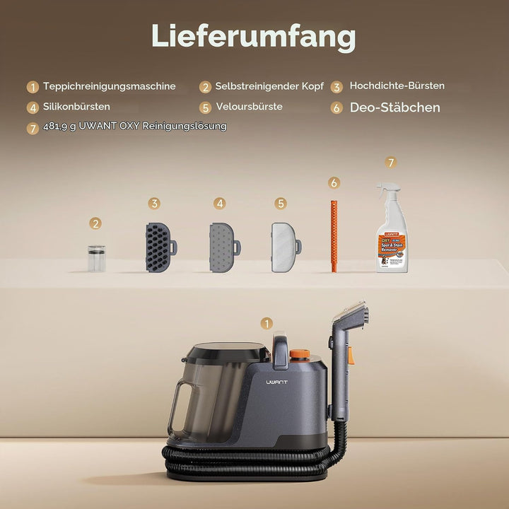 Uwant Y100PET Polsterreiniger Gerät Mit 22Kpa Teppichreiniger Waschsauger Geräuscharm Nasssauger Tep