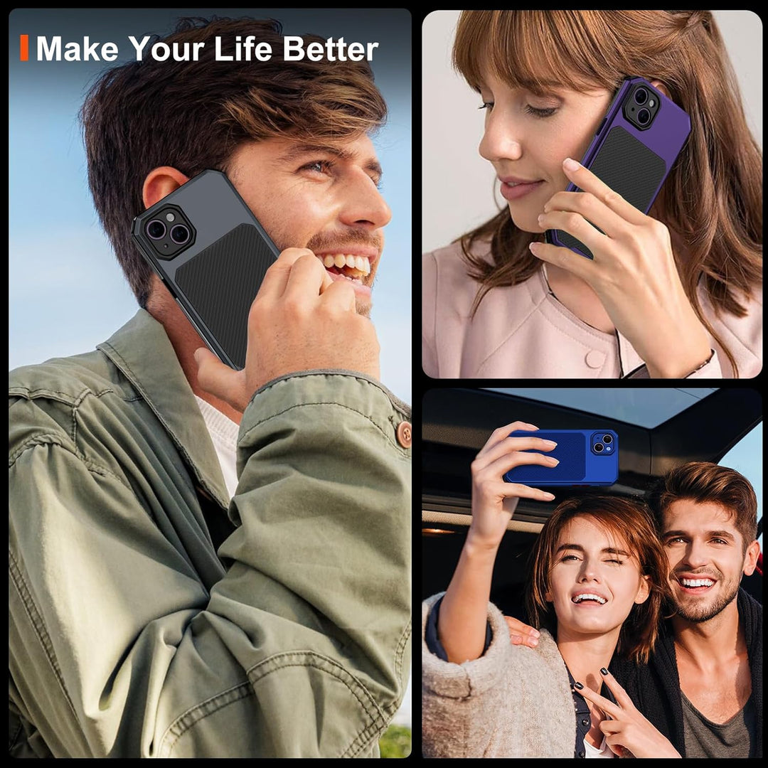 WIFORT Magnetisch Metall Hülle für iPhone 14 Plus Kompatibel mit MagSafe, mit 2 Stück Schutzglas, Mi