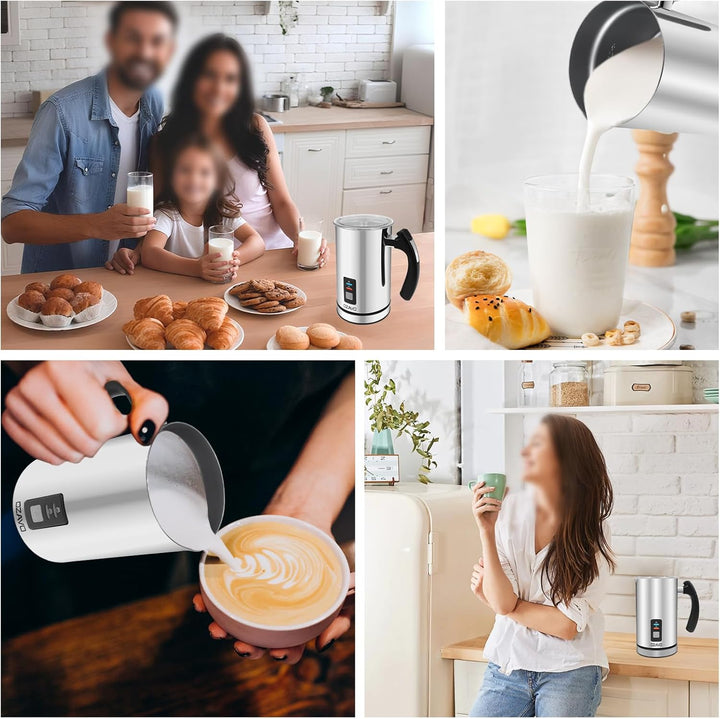 OZAVO Milchaufschäumer, elektrische Milk Frother, 240ml Kapazität, 500W Milchschäumer, Warm und Kalt