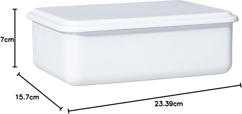 Riess, 0417-033, Vorratsbehälter mit Deckel, 23x15x7cm, Emaille, Design SERVE + STORE, WEISS, Gewich
