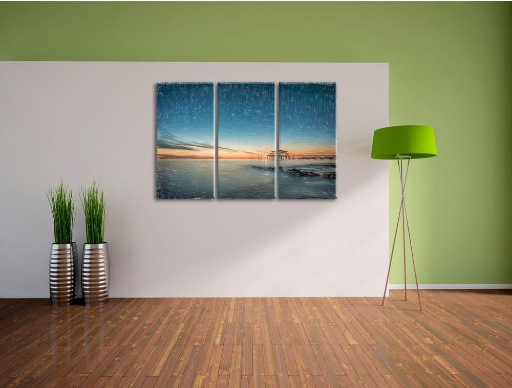 Pixxprint Timmendorfer Strand als Leinwandbild/Grösse: 3 Teilig (120x80) cm/Wandbild/Kunstdruck/fert