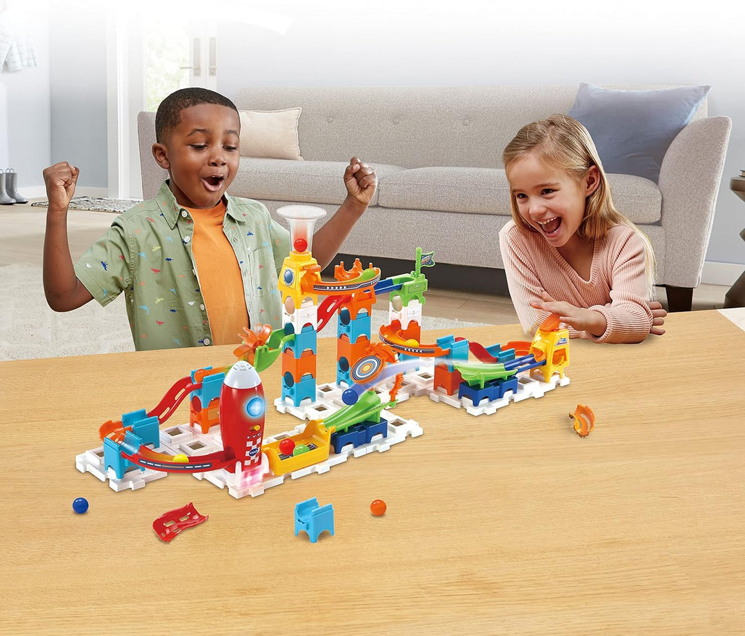 VTech Marble Rush - Rocket Set M100 E – Interaktive Murmelbahn mit spannenden Bahnelementen, verschi