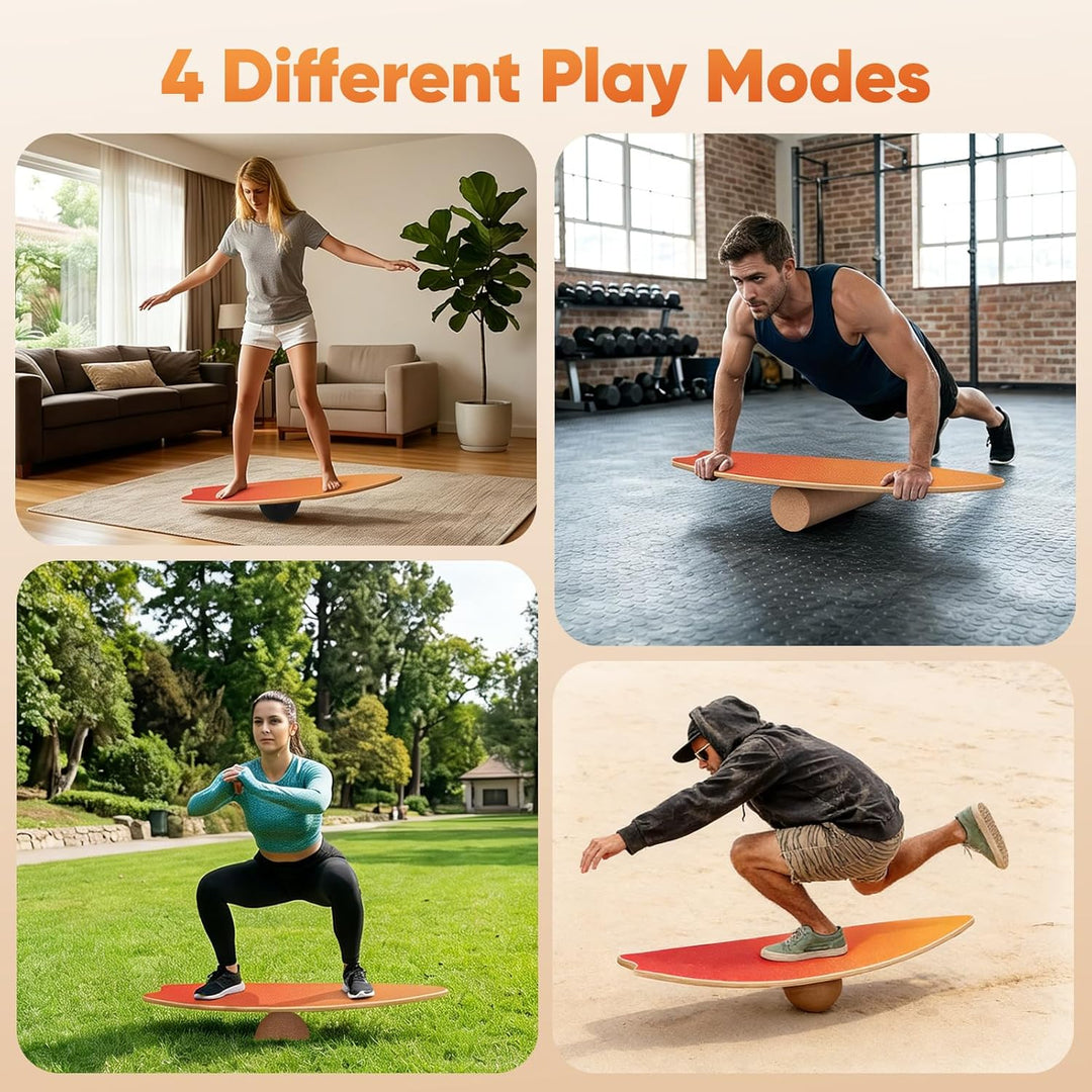 Balance Board für Erwachsene - Gleichgewichtstraining & Core Training für Heimtraining, Holz Wobble