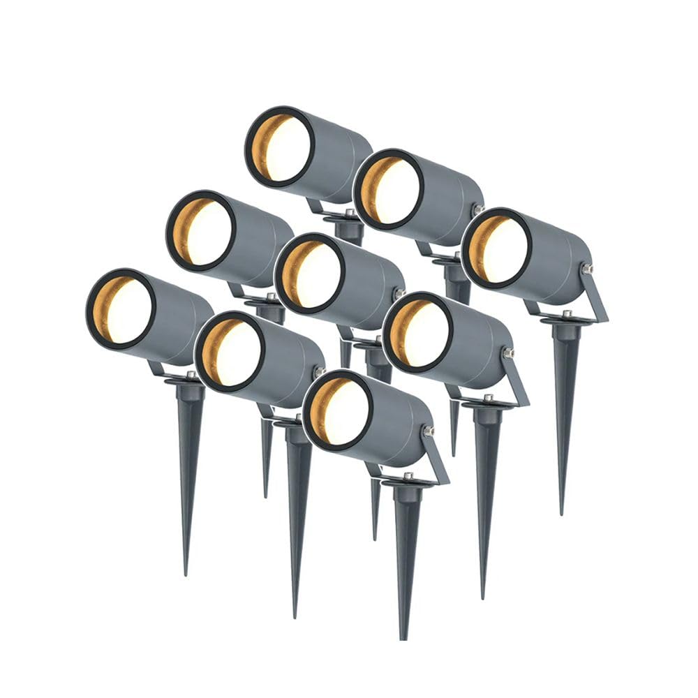 HOFTRONIC 9er Set Spikey LED Gartenstrahler Aluminium - IP65 Wasserdicht - GU10 Fassung - Dimmbar -
