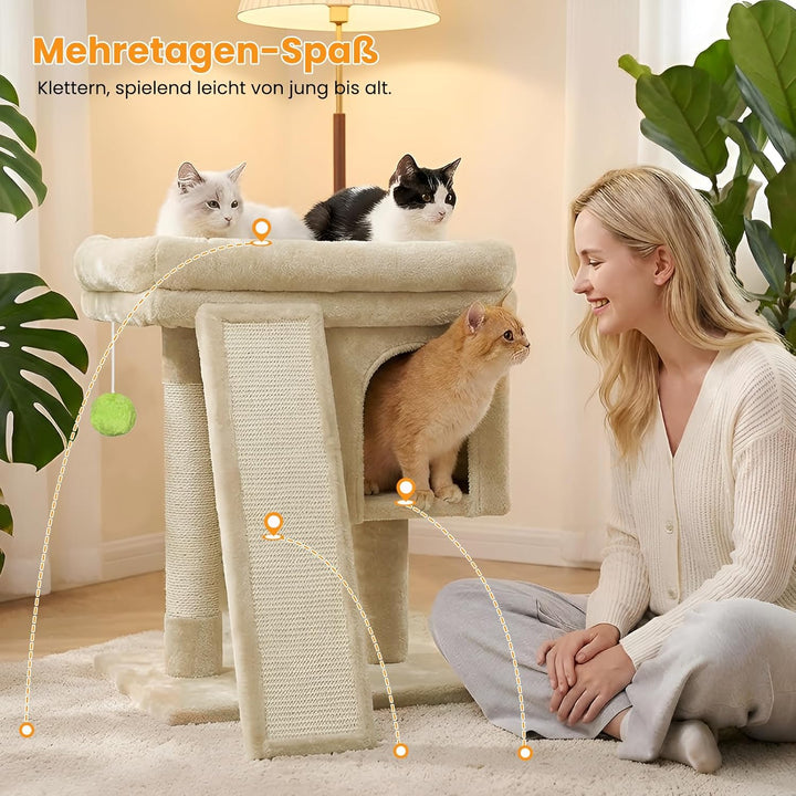 Kratzbaum klein für grosse Katzen XXL - 60cm hoch, Katzenbaum mit extra grosser Plattform (40x50cm)