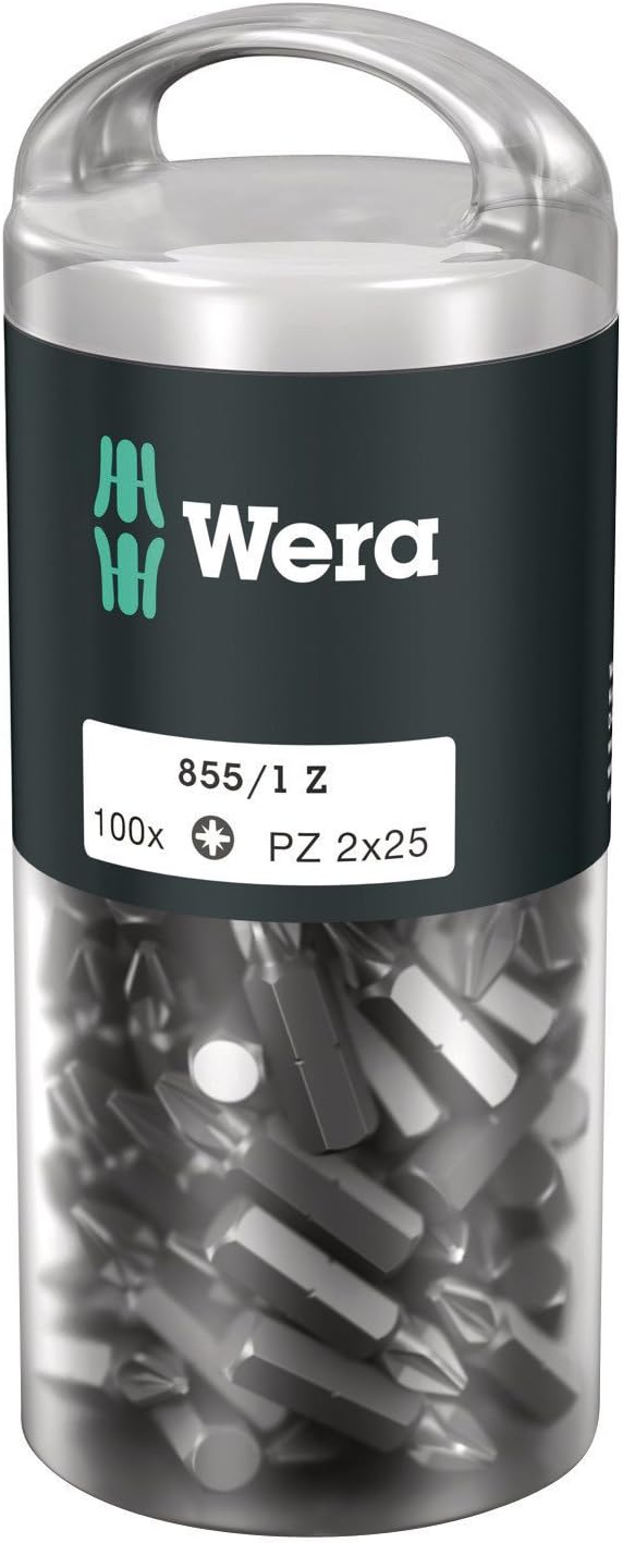 Wera 05072444001 855/1 Z DIY, Pozidriv Bits, PZ 2 x 25 mm, 100-teilig, PZ 2