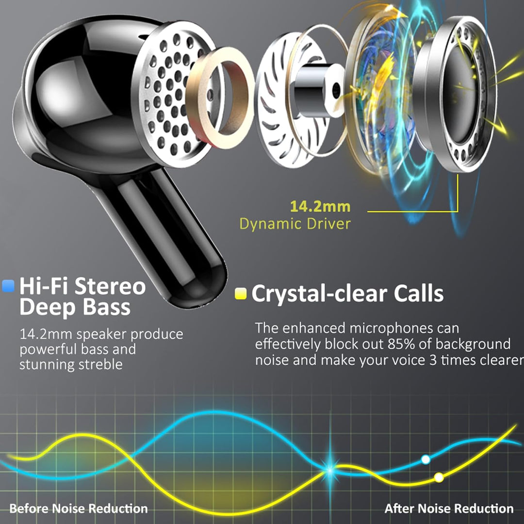 2026 Kopfhörer Kabellos Bluetooth 5.4, 6D Stereo Bluetooth Kopfhörer, 56Std Tiefer Bass ENC Noise Ca