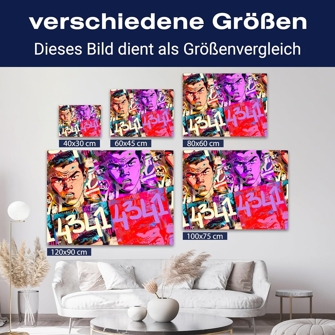 wandmotiv24 Leinwandbild Pop Art Stil, 40x30cm, Querformat, Mann, Manga, Deko, Bilder auf Leinwand,