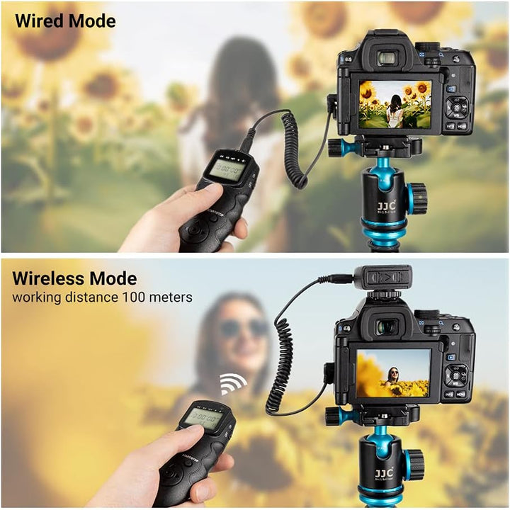 JJC Wireless Remote Shutter Release Control Zeitraffer-Intervallmesser-Timer für Nikon D5500 D5600 D