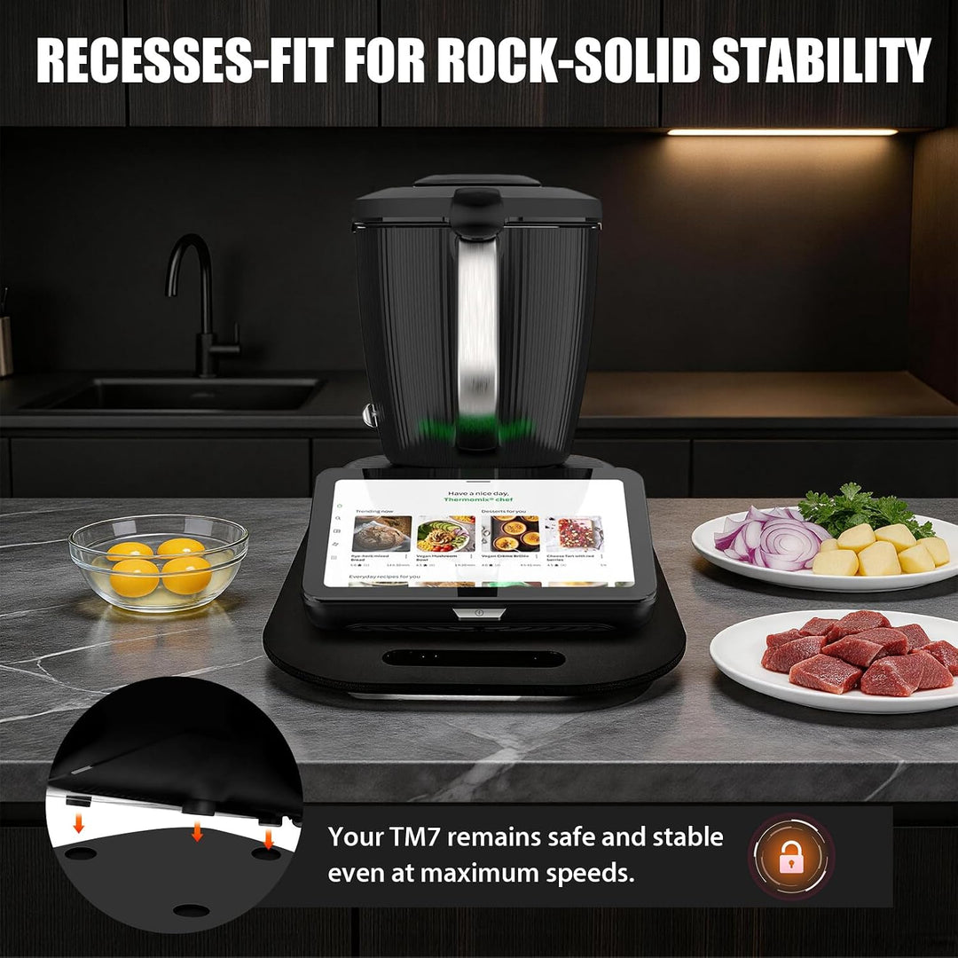 Upgraded Gleitbrett TM7 für Thermomix - Acrylglas Rollbrett mit 360° leichtgängige Teflon-Gleitern,