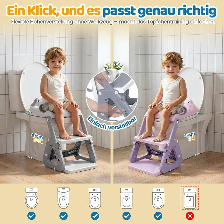 Orzbow Toilettensitz Kinder, Stabil Kinder Toilettensitz mit Treppe und Dreiecksstruktur, Verlängert