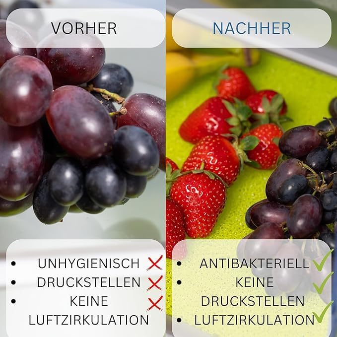 Westmark Kühlschrankmatten – 4 Matten mit antibakterieller Wirkung und Luftpolstern, ideal zur Lager