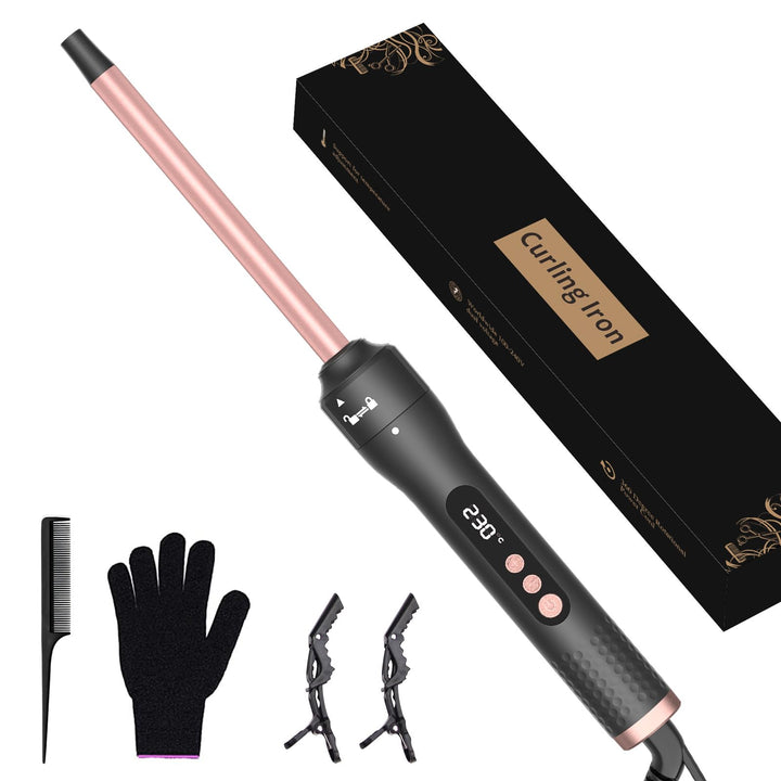 Lockenstab Set, 30s Schnellaufheizung, 13 Temperaturstufen 100-230°C (9 mm) | 360° drehbares Anti-Ta