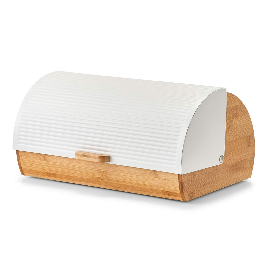 Zeller 25366 Brotkasten, Bamboo/Metall, weiss, ca. 39 x 27 x 19 cm, Brotaufbewahrung, Trendige weiss