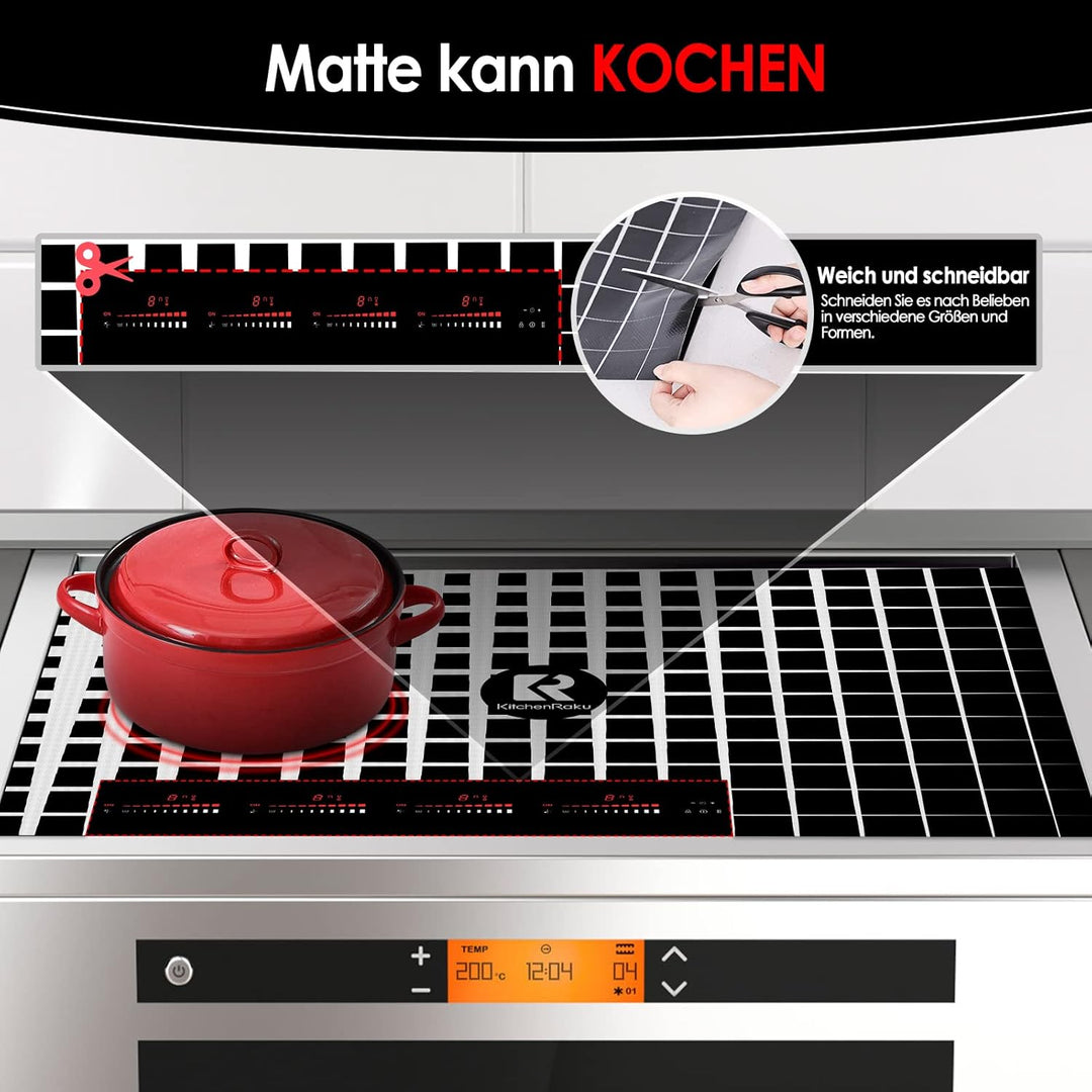 KitchenRaku Grosse Induktion schutzmatte 52x78cm, Silikon Induktionskochfeld Schutzmatte (magnetisch