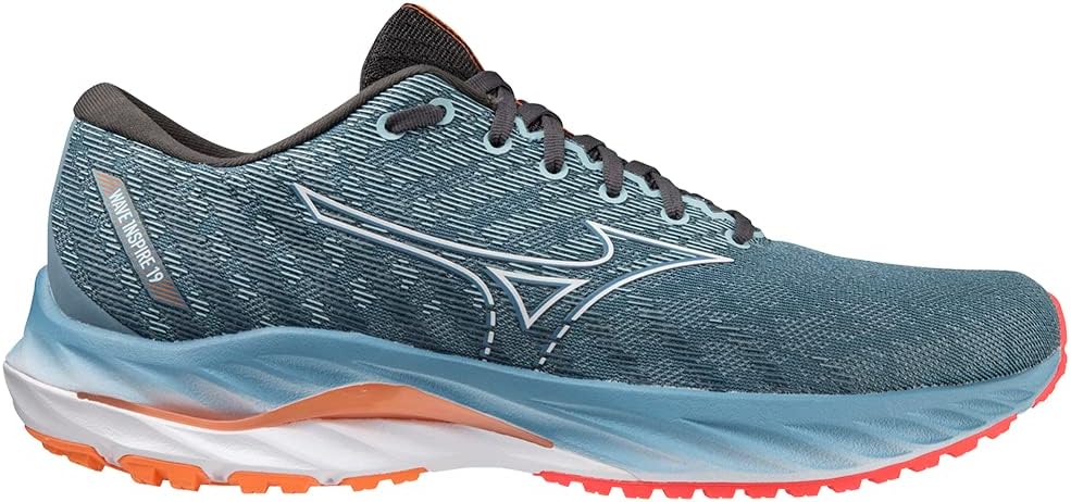 Mizuno Herren Wave Inspire 19Sneaker 44 EU Provincial Blue White Light Orange, 44 EU Provincial Blue