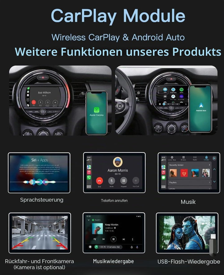 9 Zoll HD Auto Radio Autospieler GPS Navigation Carplay/Android Autoradio, Ersatz für BMW Mini Coope
