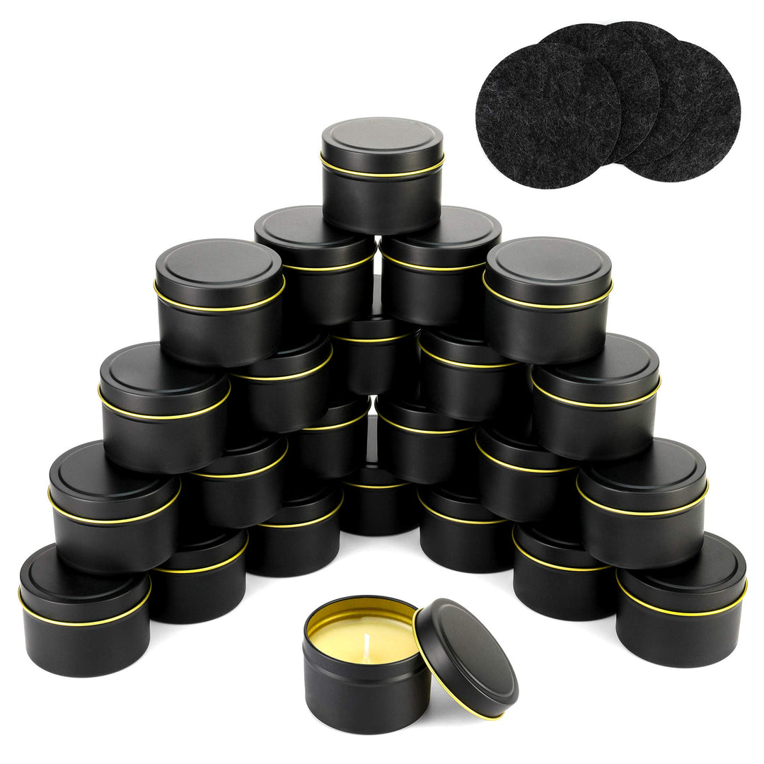 Quikobo Kerzendose 24 Stück (Schwarz), Kerzenbehälter, 135ml Leere Kerzenbehälter für Kerzen Selber