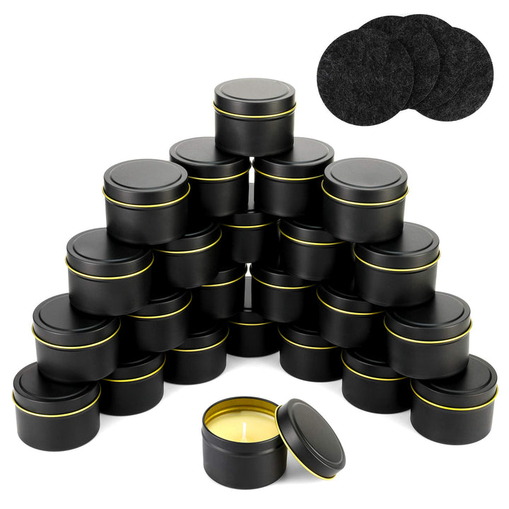 Quikobo Kerzendose 24 Stück (Schwarz), Kerzenbehälter, 135ml Leere Kerzenbehälter für Kerzen Selber