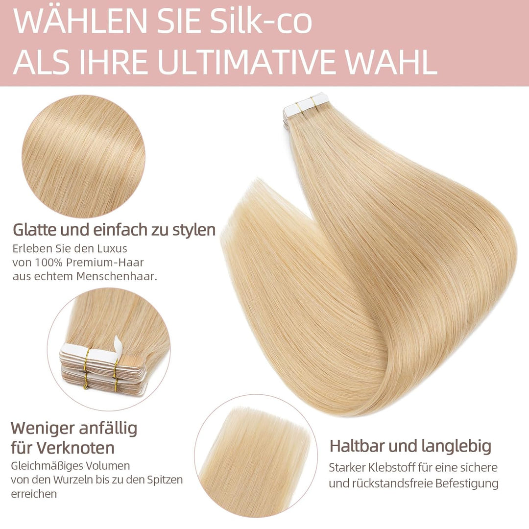 Silk-co Tape in Extensions Echthaar 20stk, leicht Version Tape Extensions Echthaar, Remy Haarextensi