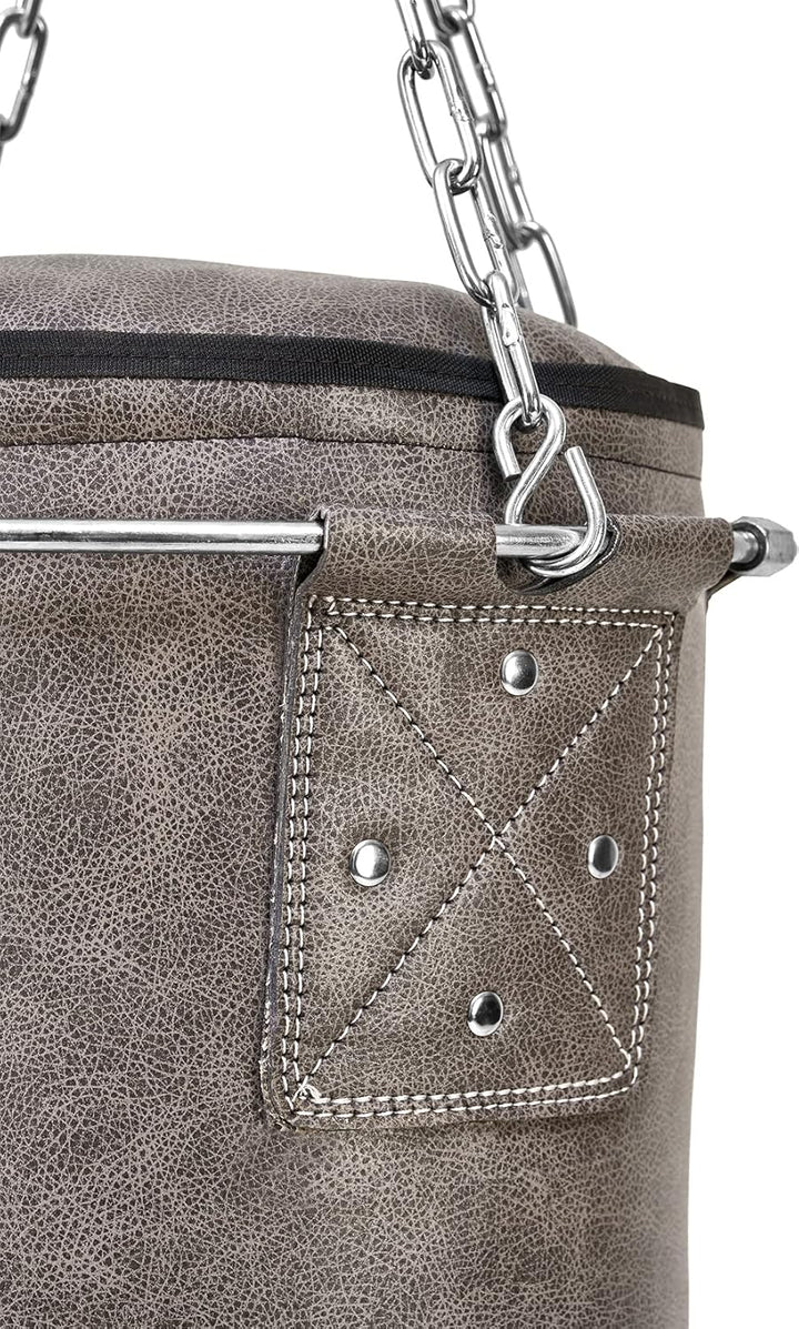 Bad Company Vintage Boxsack inkl. Heavy Duty Vierpunkt-Stahlkette und Metallring I Kunstleder Punchi
