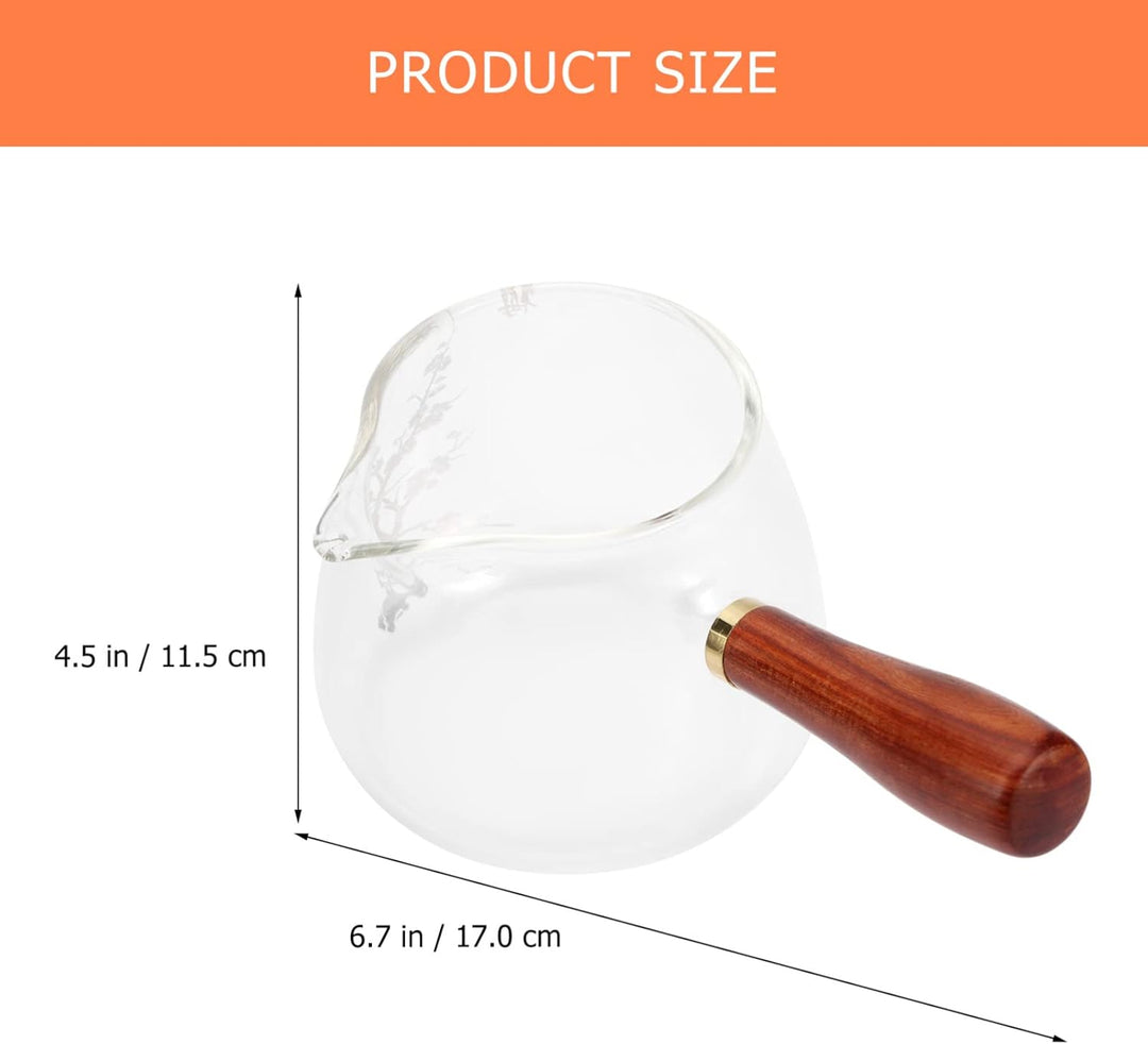 Cabilock Mini-Sauce Glas Teekanne Teekessel Einhand Glaskanne mit Holzgriff Chinesische Teekanne Was