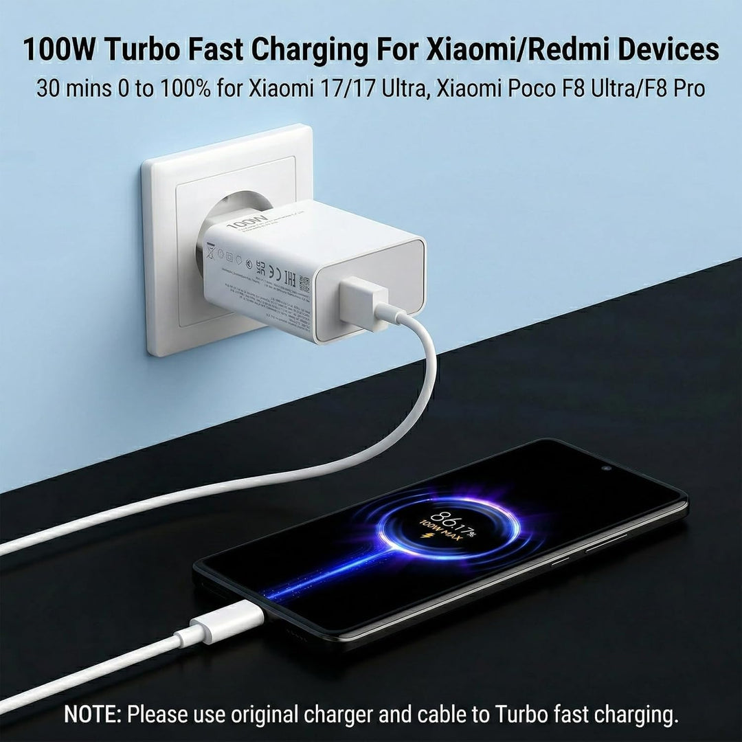 100W USB C Ladegerät Netzteil für Xiaomi 17 Poco X8Pro X8ProMax M8Pro F8 Ultra F8Pro Smartphone, USB