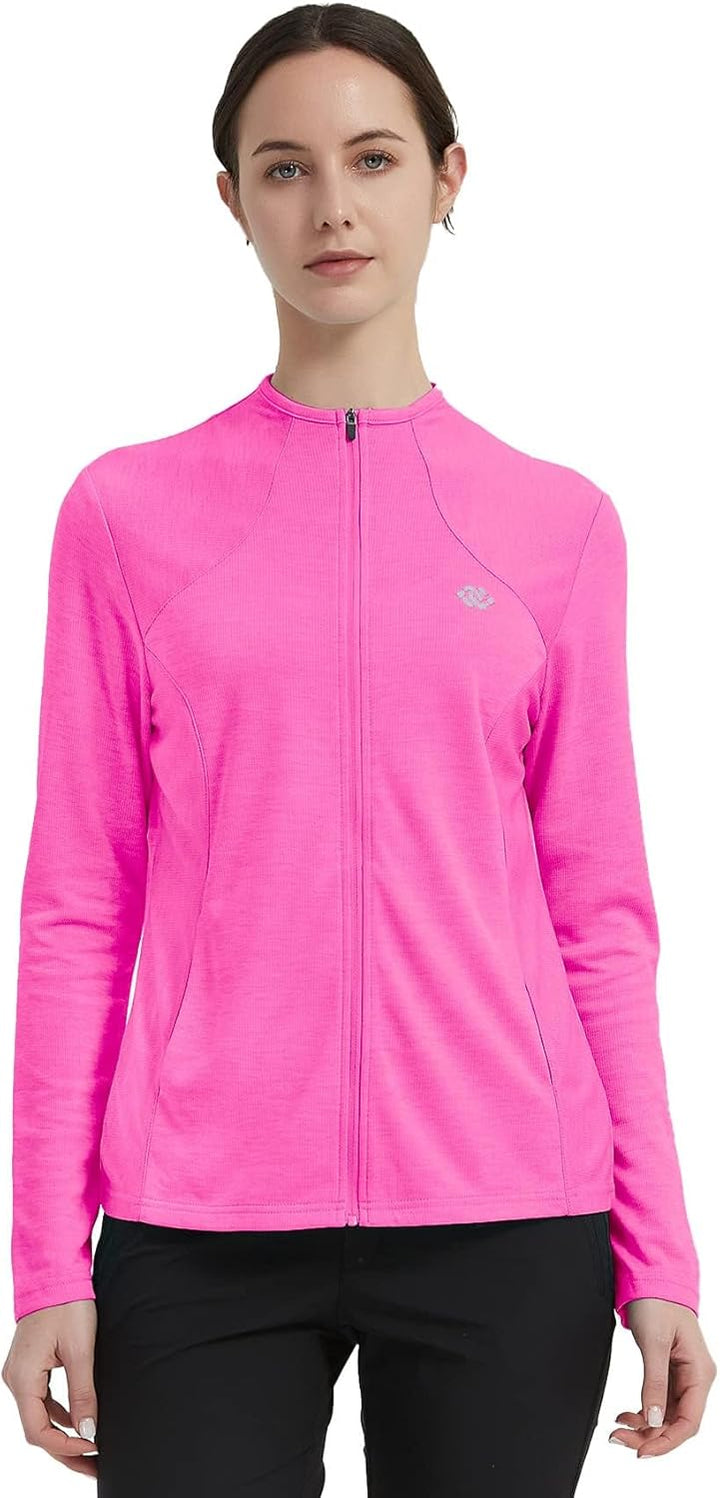 MoFiz Damen Laufjacke Leicht Sportjacke Trainingsjacke Langarm Fitness Wandern Yoga Jacke Atmungsakt