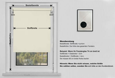 OBdeco Verdunkelungsrollo Thermorollo 75x210cm Crème ohne Bohren mit gleichfarbige Beschichtung Oeko