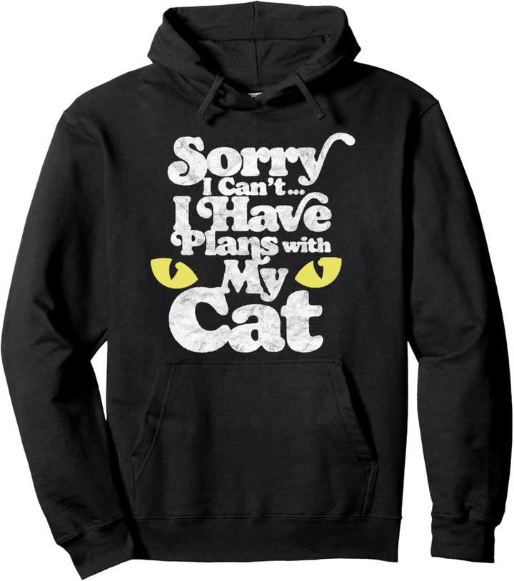 I Can't I Have Plans with My Cat Funny Cat Lover Vintage Pullover Hoodie