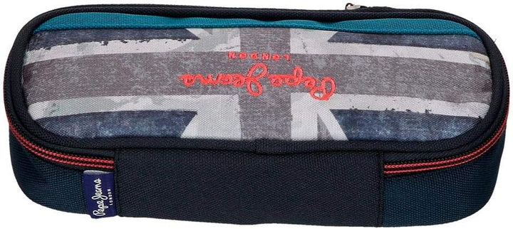 Pepe Jeans Ian Federmäppchen mit Organizer Blau 22x9x5 cms Polyester, Mäppchen