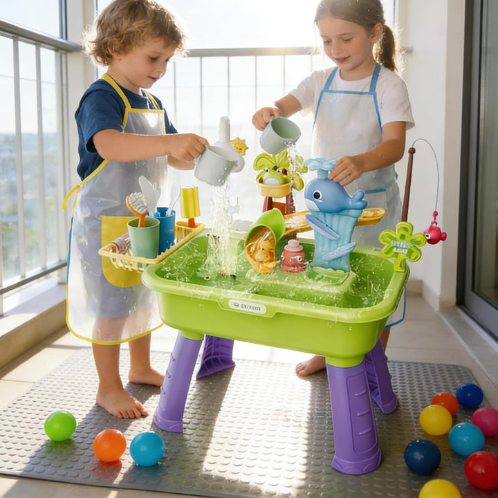 Wassertisch Für Kinder - 4-in-1 Aktivitätstisch Mit Fliessendem Wasser | Sicheres Kunststoffmaterial